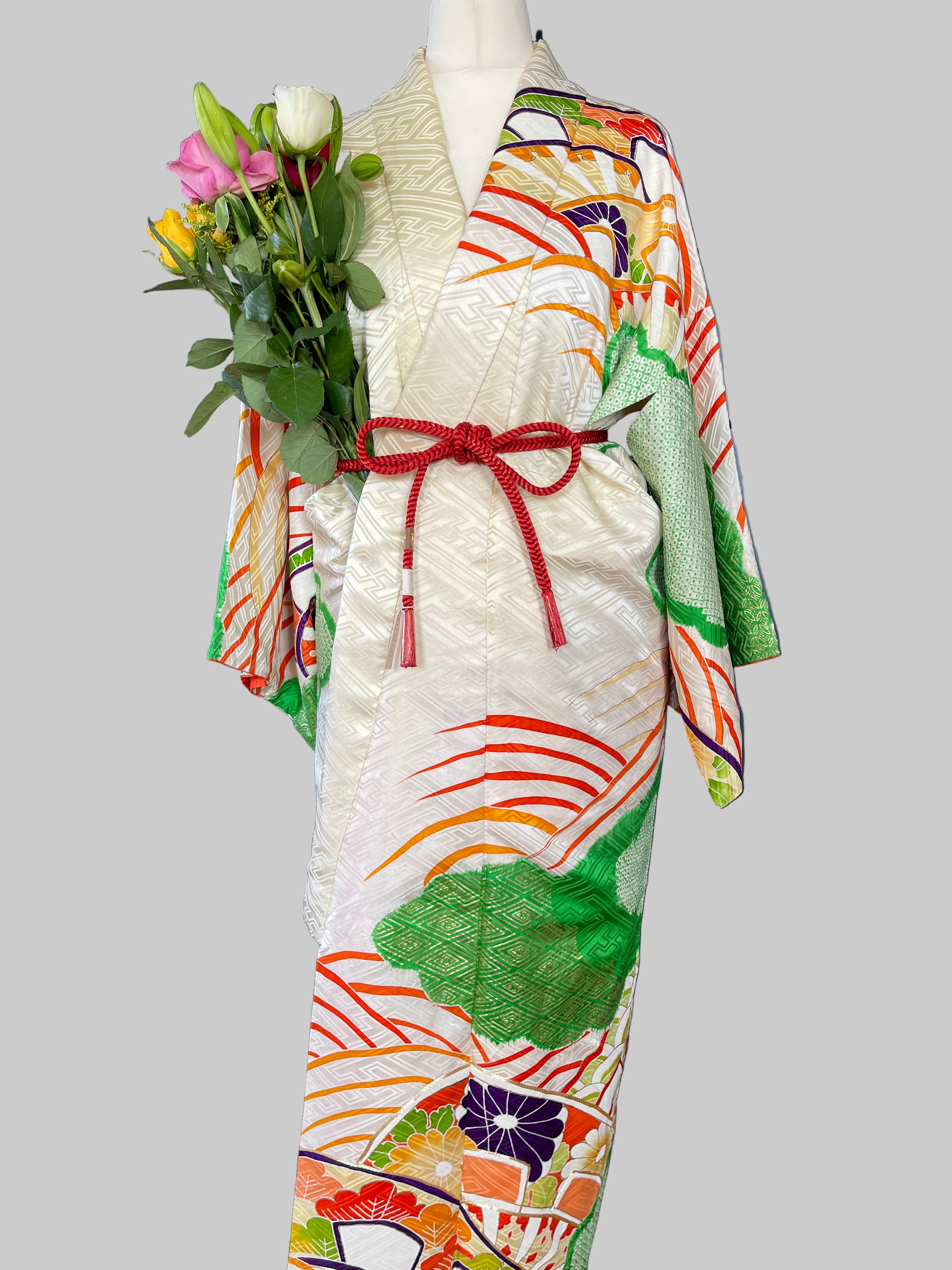 Green Bouquet Kimono Gown