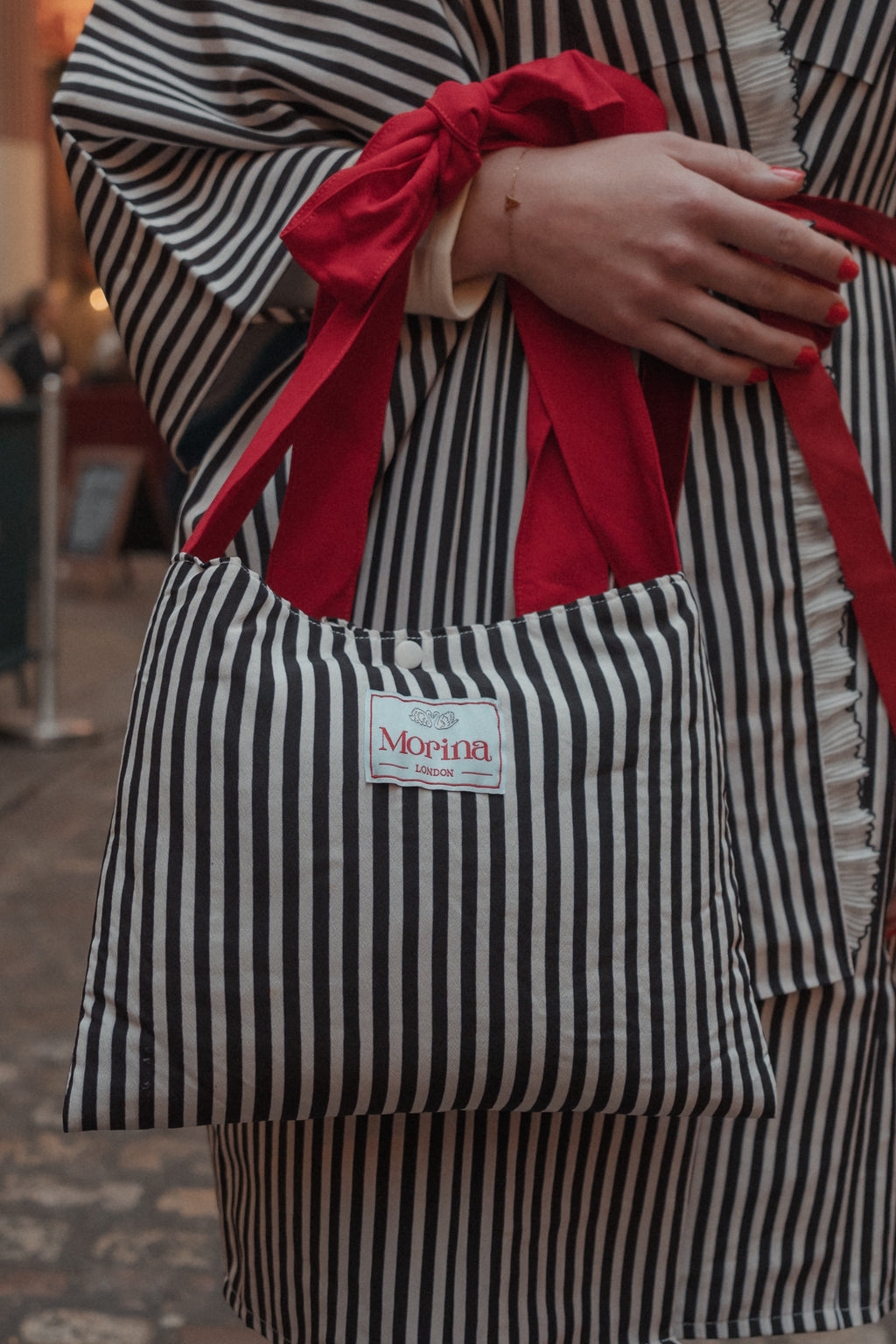 Kimono Ribbon Bag  / Holiday Stripe