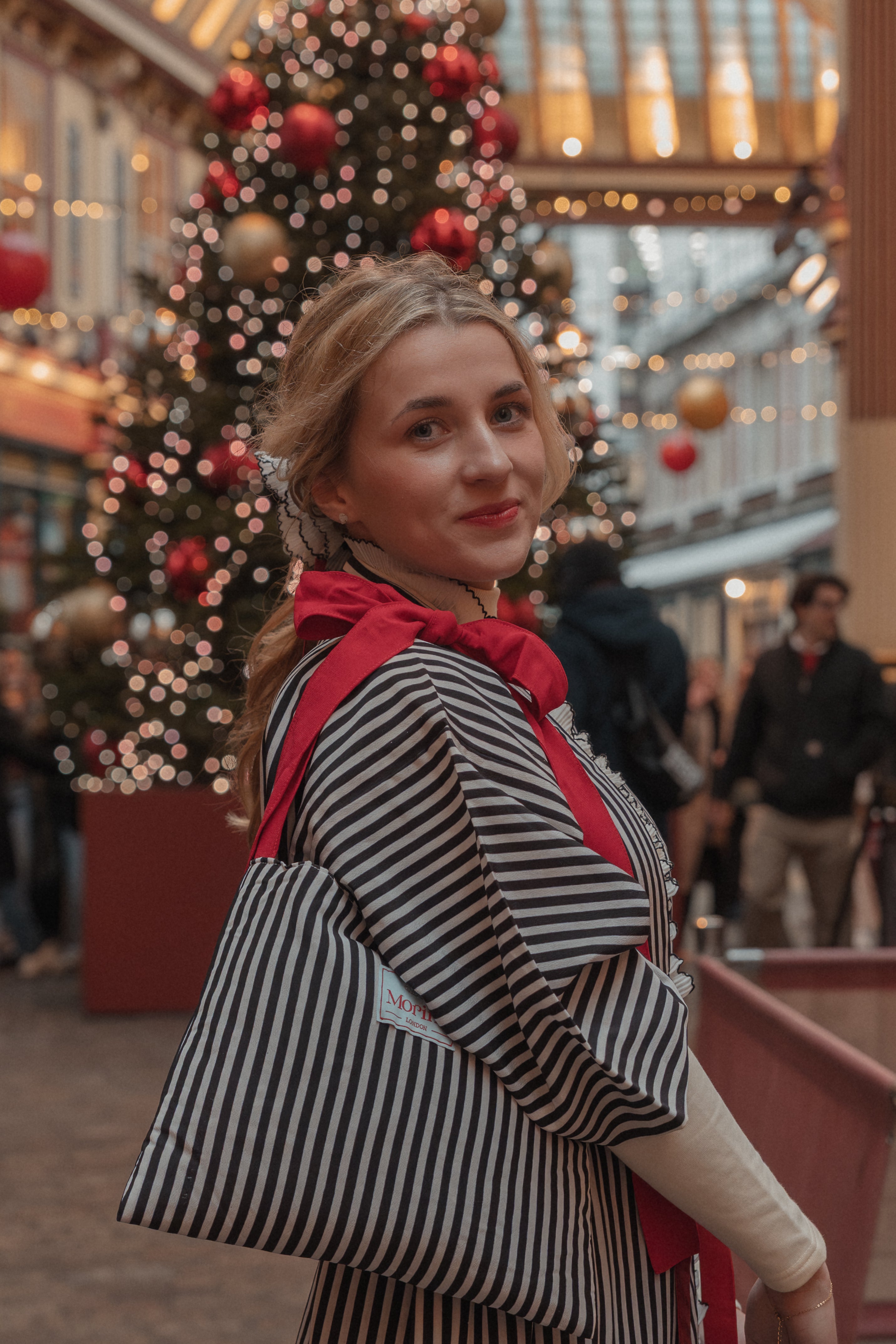 Kimono Ribbon Bag  / Holiday Stripe