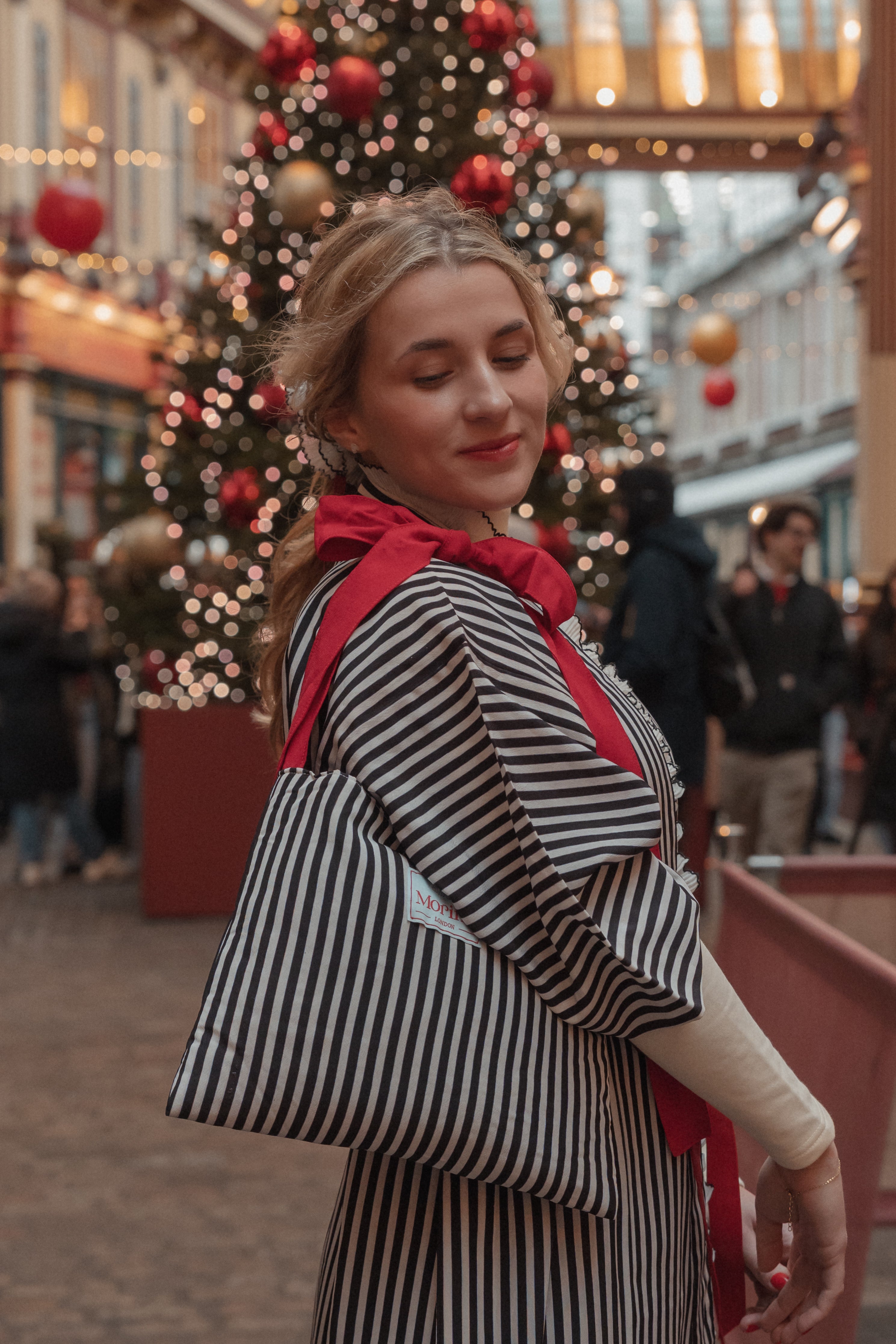 Kimono Ribbon Bag  / Holiday Stripe