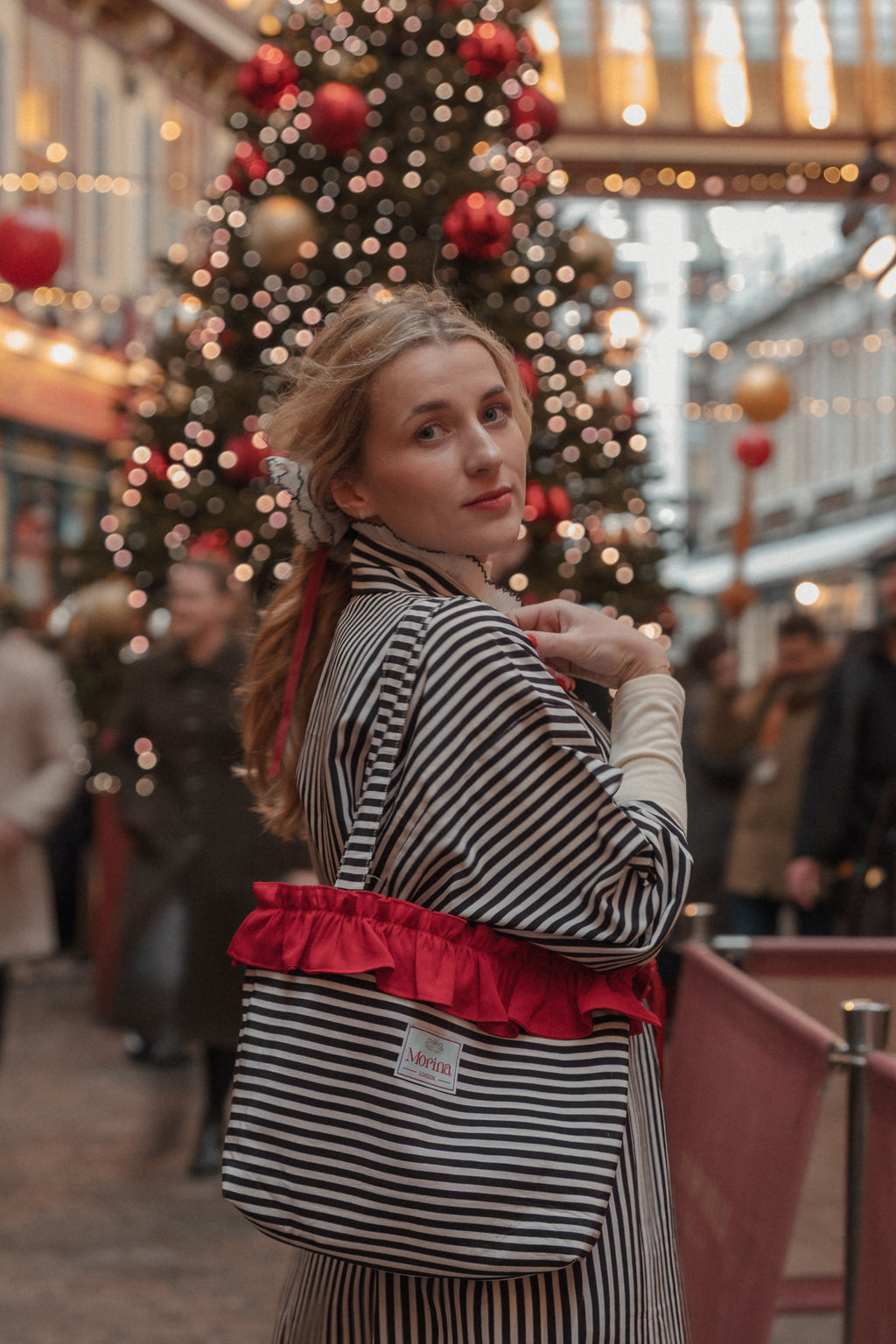 Frill Tote / Holiday Stripe