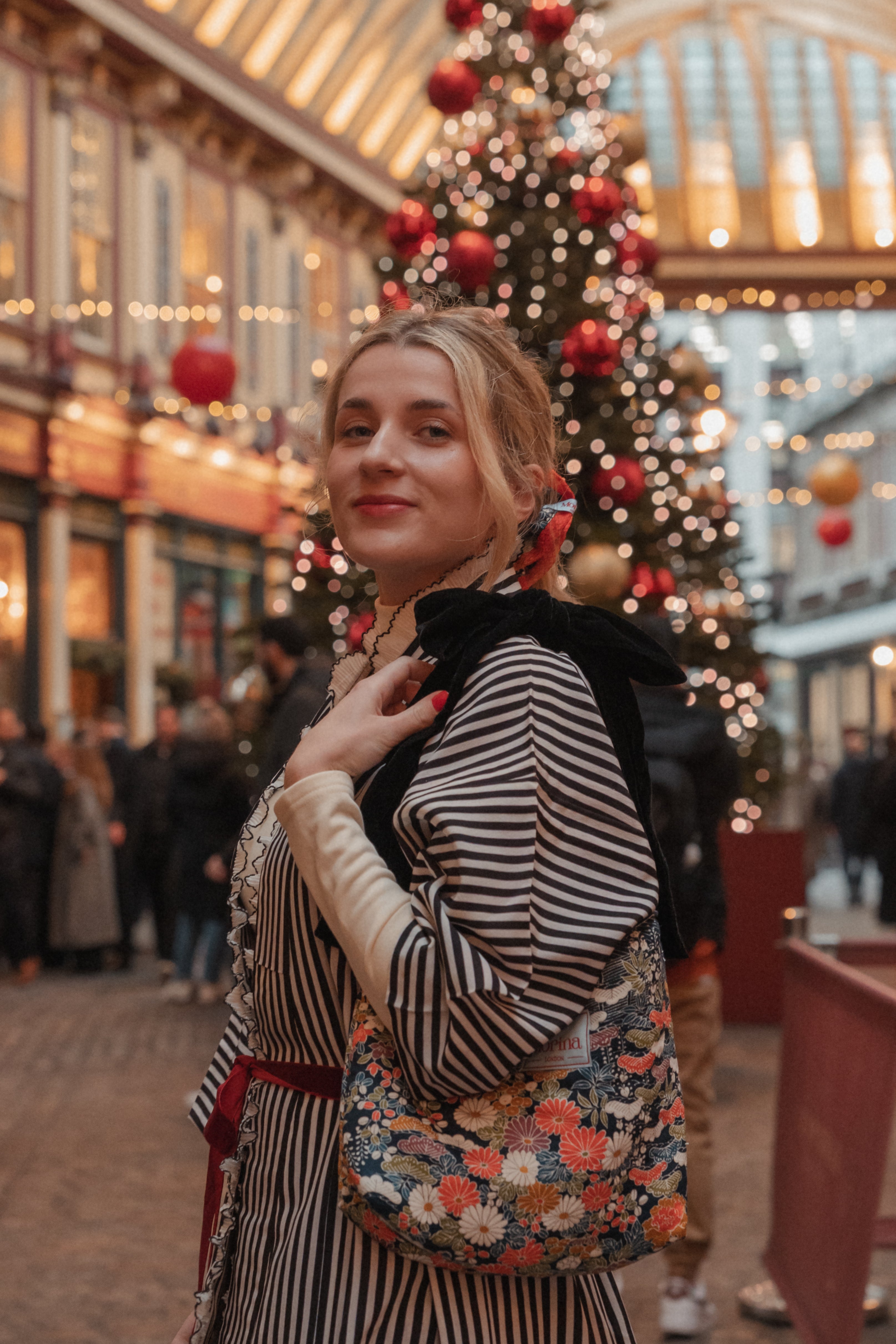 Kimono Ribbon Bag  / Navy Bloom