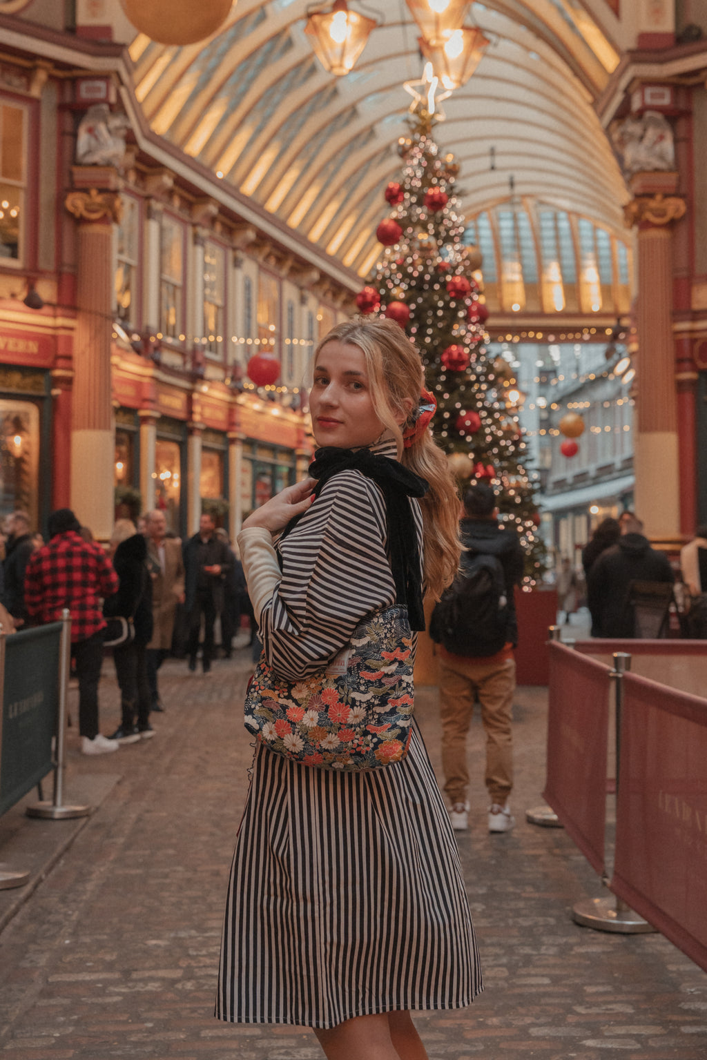 Kimono Ribbon Bag  / Navy Bloom