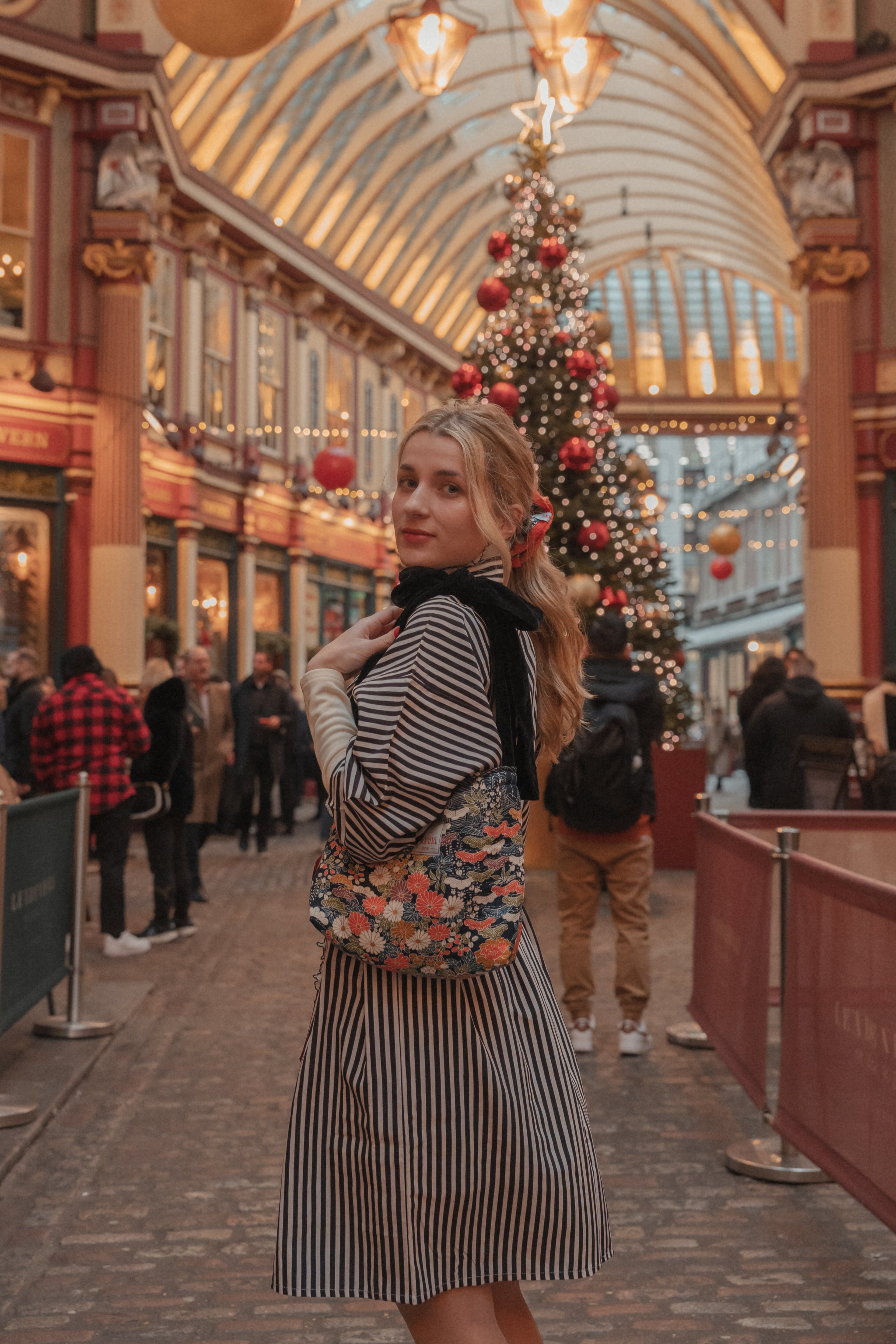 Kimono Ribbon Bag  / Navy Bloom