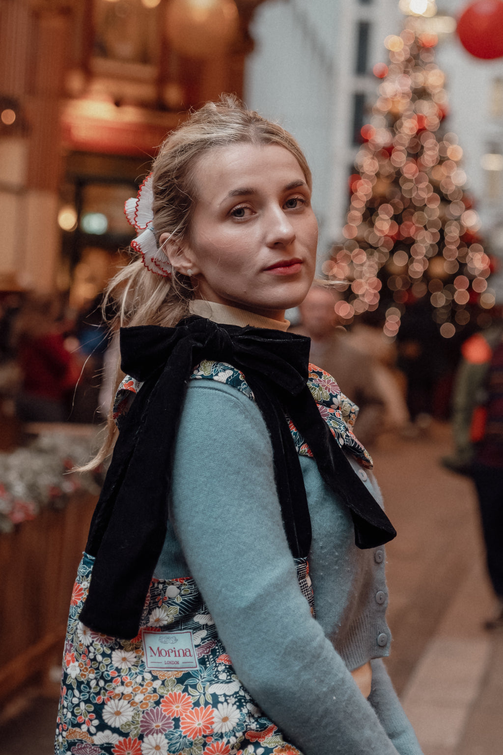 Kimono Ribbon Bag  / Navy Bloom