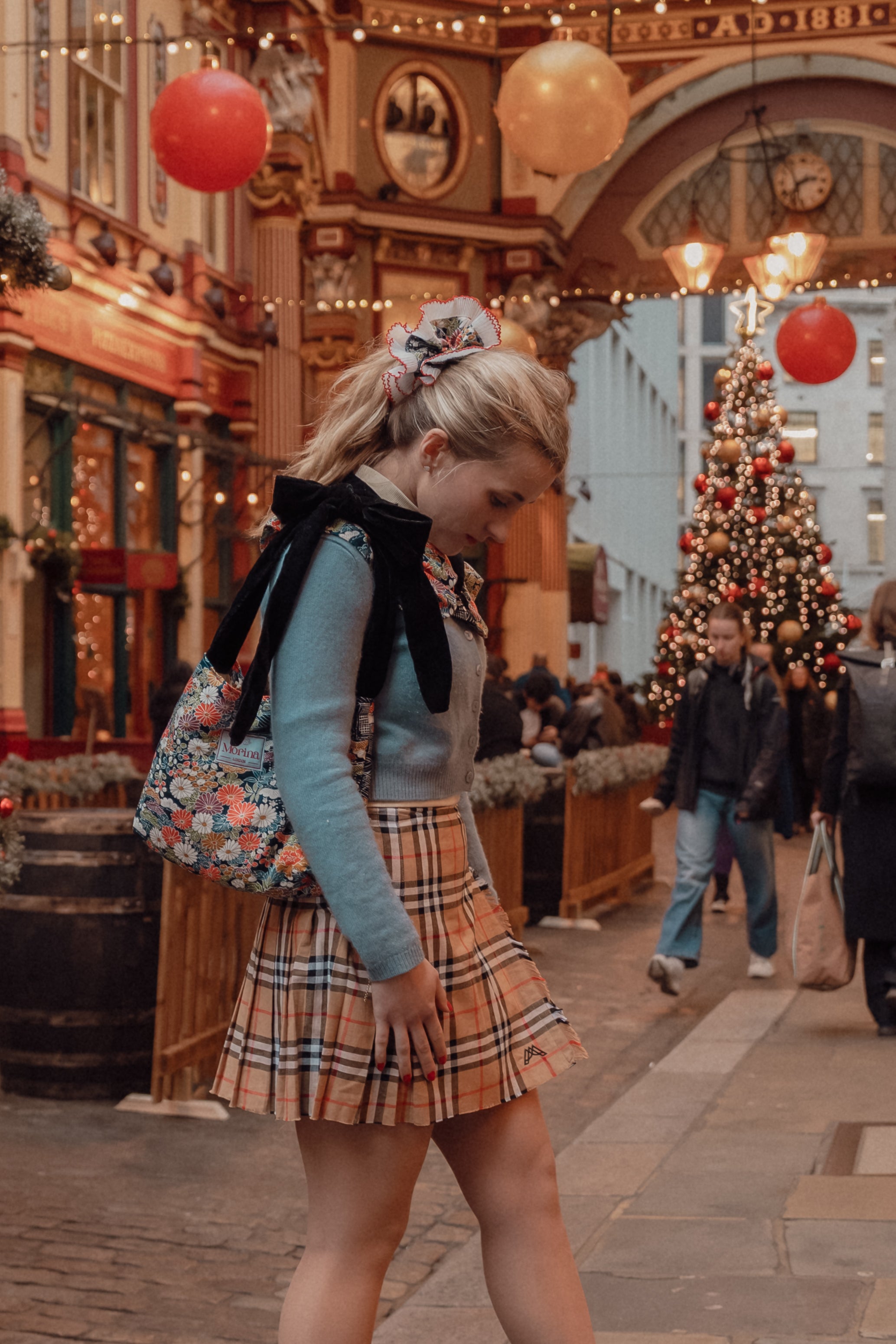 Kimono Ribbon Bag  / Navy Bloom