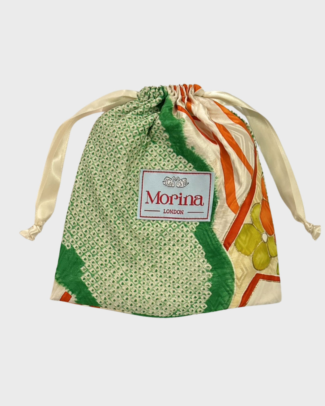 Midi Kinchaku Pouch /  Green Bouquet