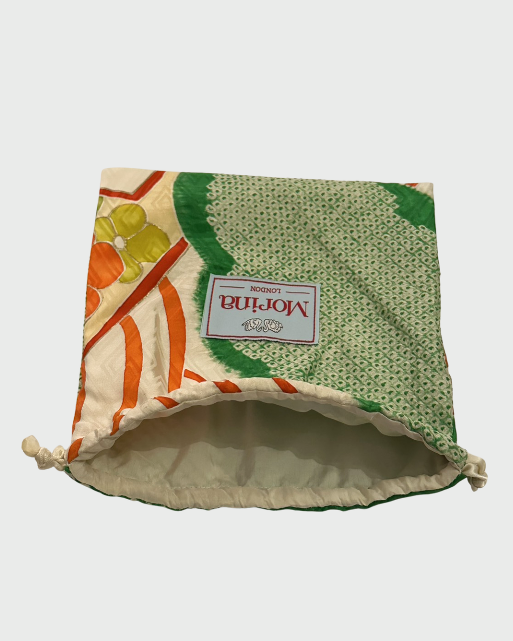 Midi Kinchaku Pouch /  Green Bouquet