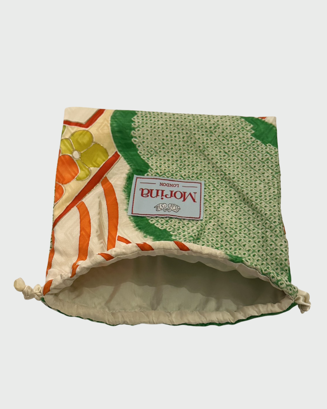 Midi Kinchaku Pouch /  Green Bouquet